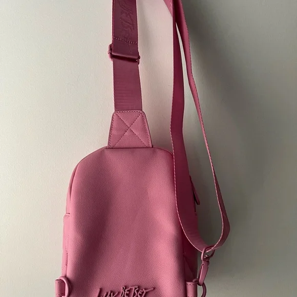 Luv Betsey by Betsey Johnson Quilted Pink Faux Leather Sling Crossbody - Picture 3 of 4